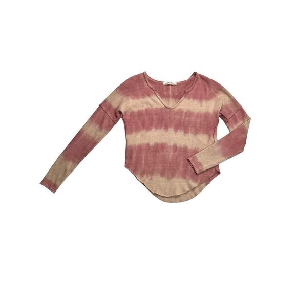 We The Free sweater women’s size Small pink tan stripe cotton blend long sleeve - Picture 5 of 8